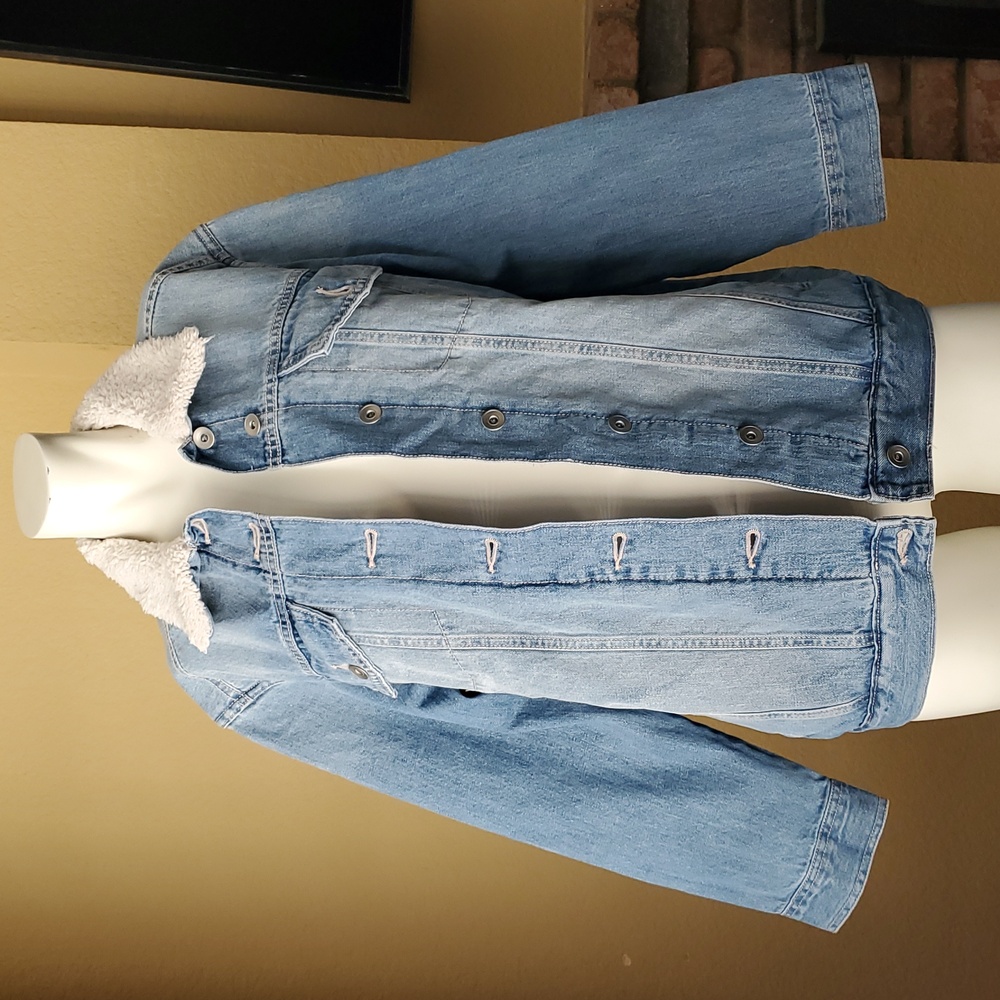 🆕️ SUGAR & JADE Phoebe Wash Sherpa Lined Denim Jacket GIRLS SIZE: XL (16/18)